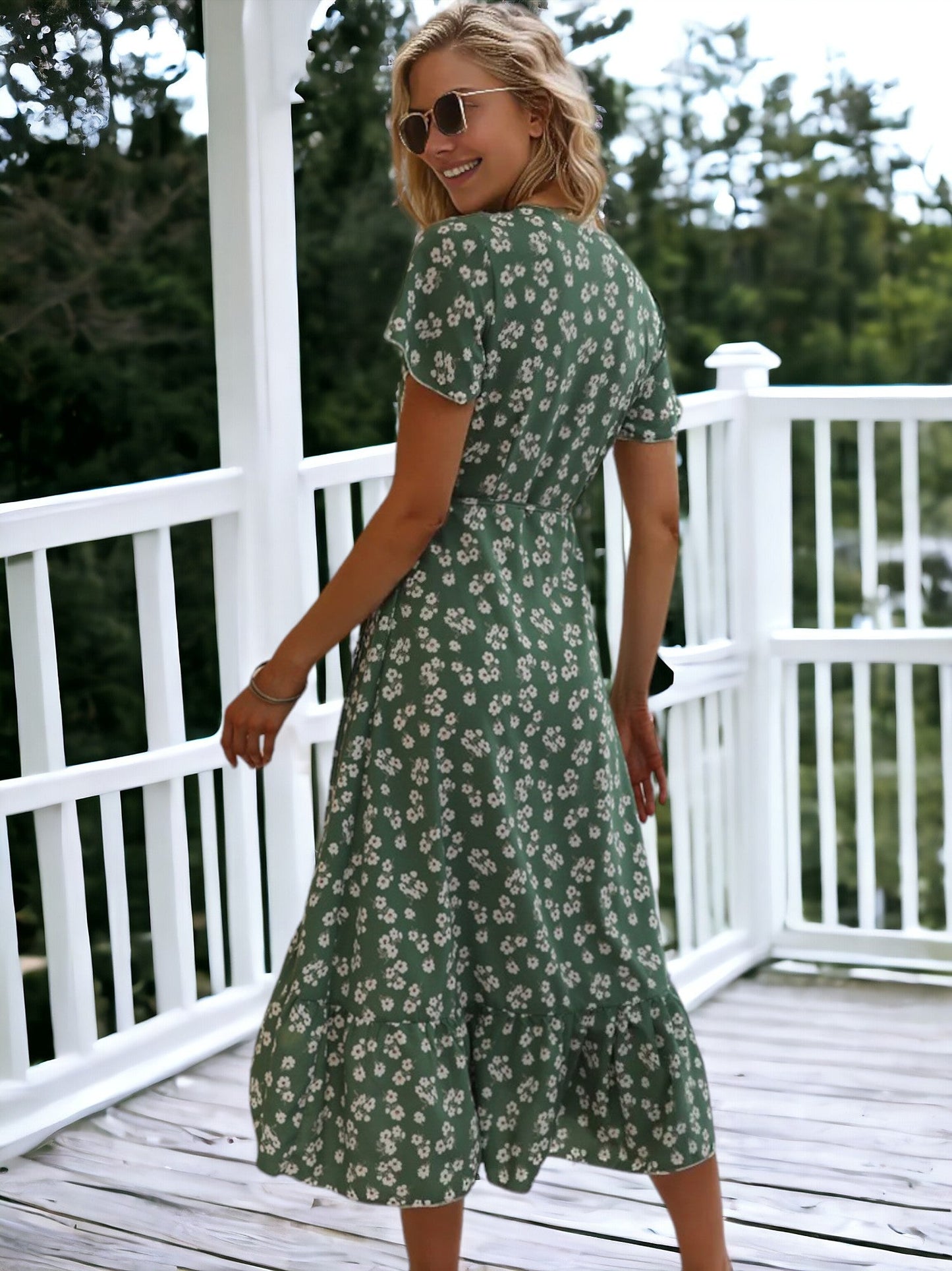 Printed Ruffle Hem Dress