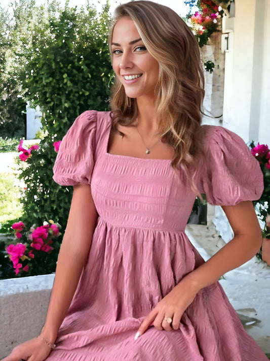 Square Neck Textured Dress