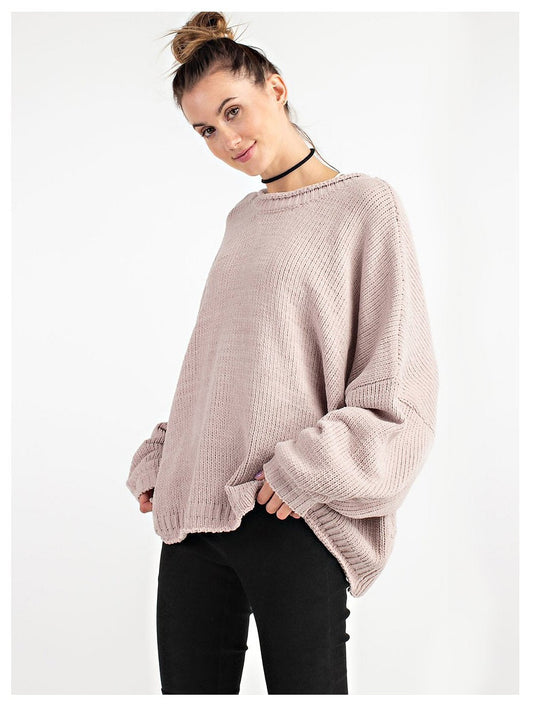 Tie Back Knit Tunic Sweater