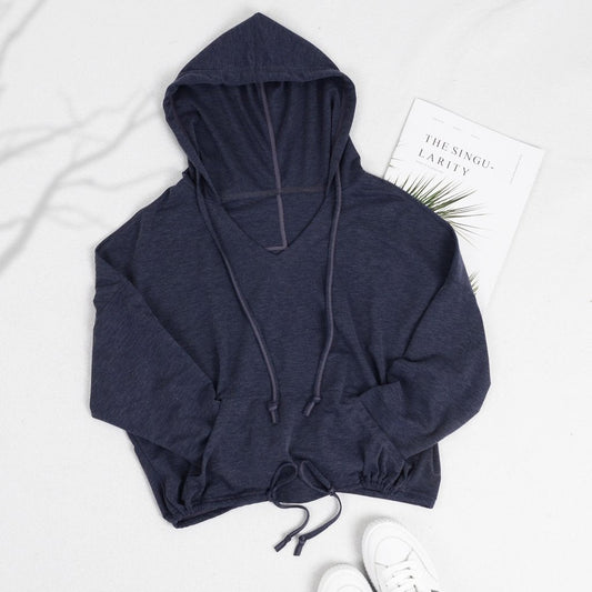 Long Sleeve Solid Hooded Sports Jacket