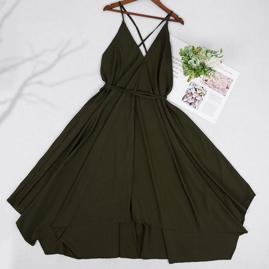 Handkerchief Maxi Backless Strap Dress