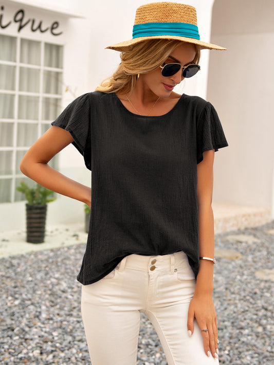 Tied Bow Open Back Summer Blouse