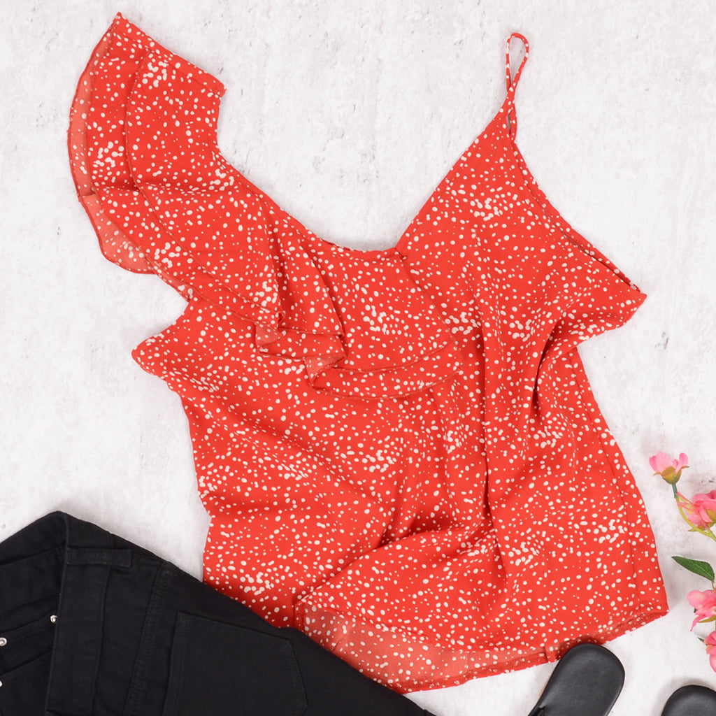 Ruffle Printed Cami Blouse