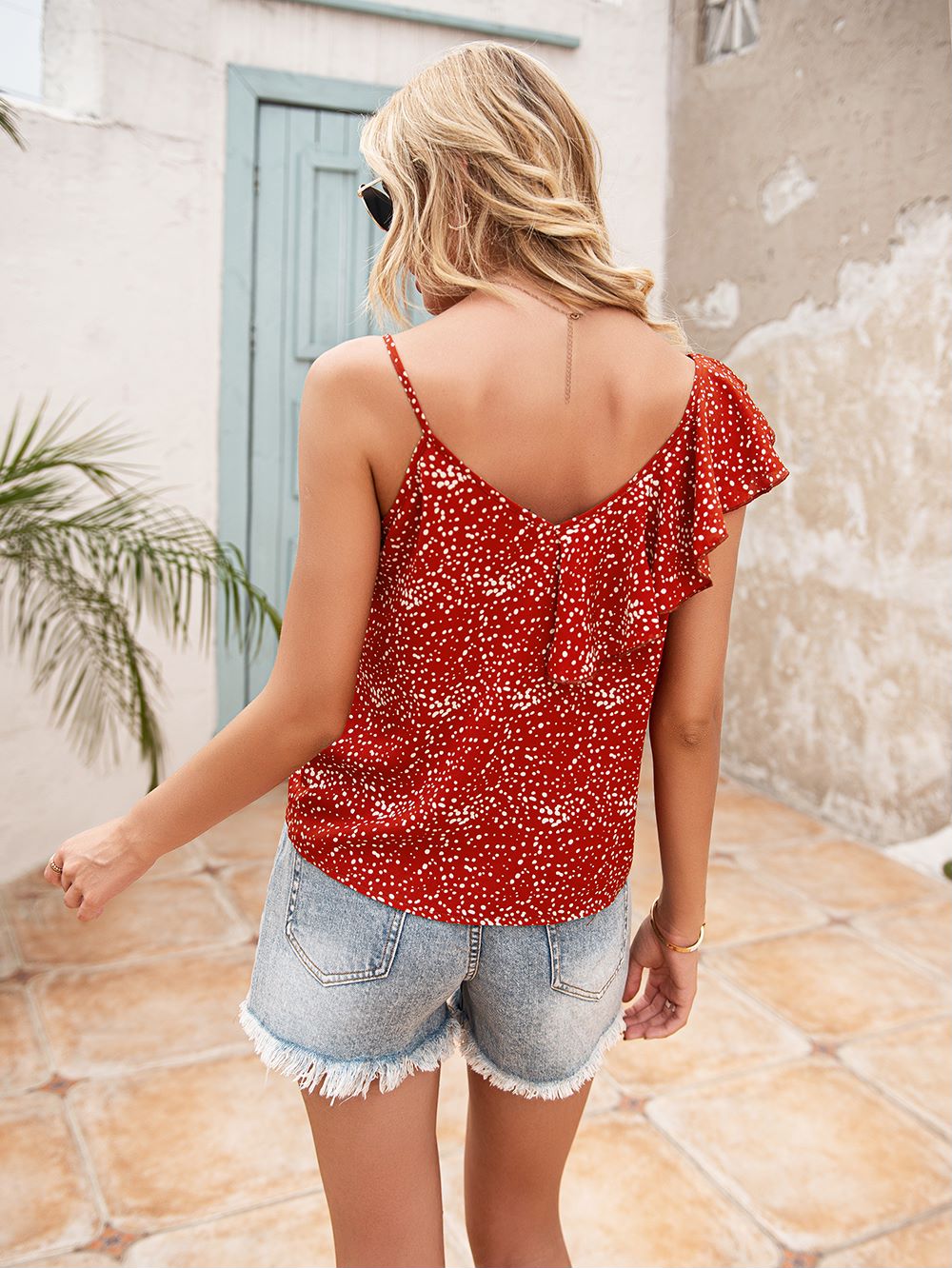 Ruffle Printed Cami Blouse