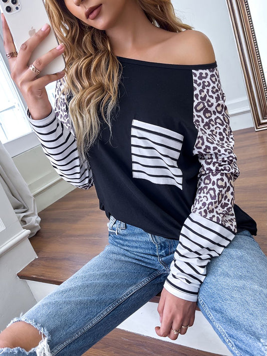 Color Block Mixed Print Shirt