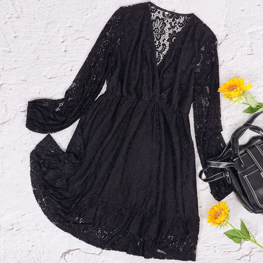 Surplice Neck Lace Dress