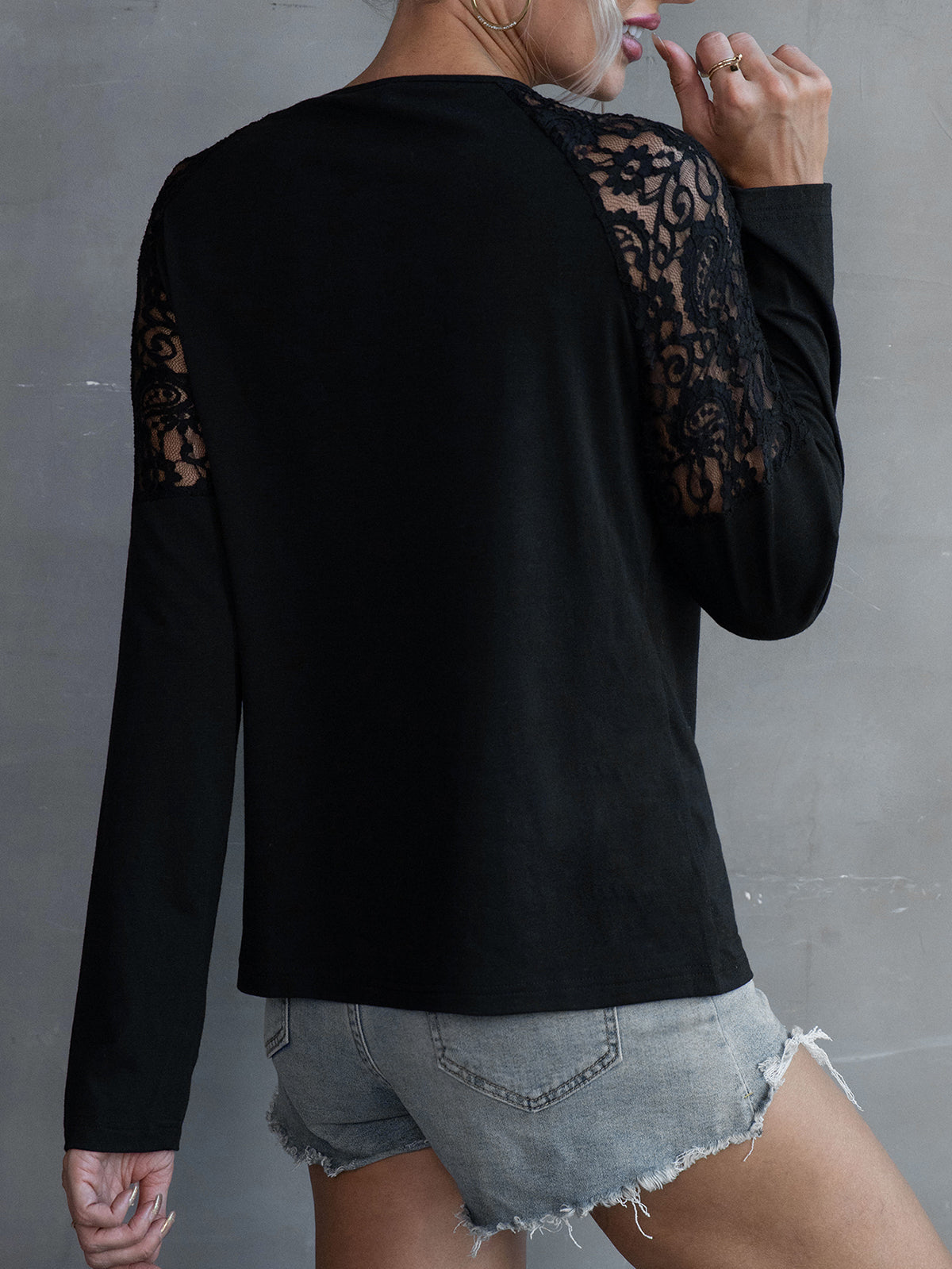 Lace Detail Raglan Sleeve Tee
