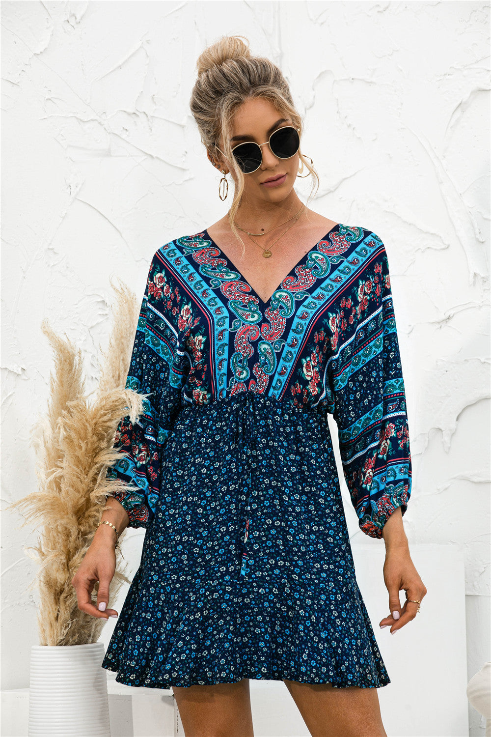 Floral Ruffle Hem Boho Dress