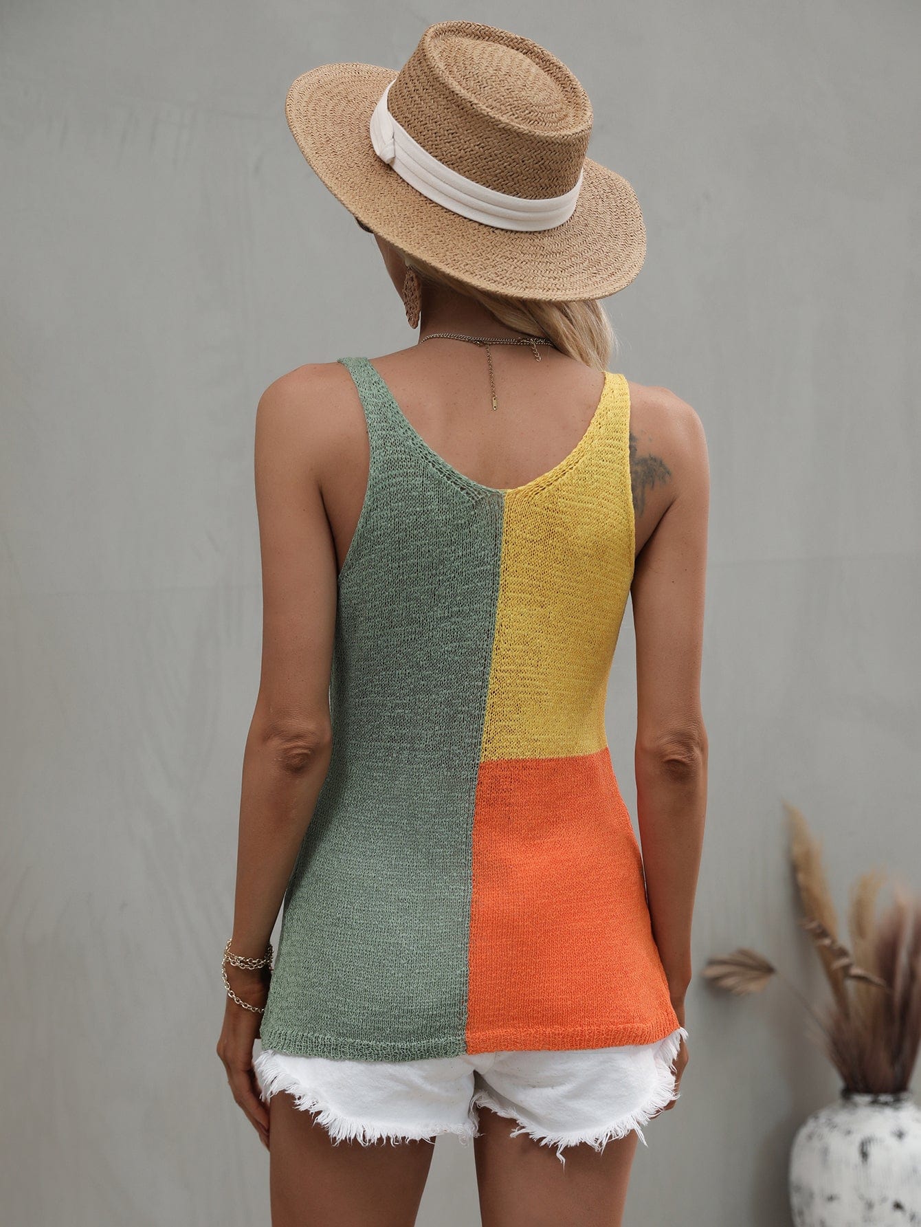 Color Block Knit Tank Top
