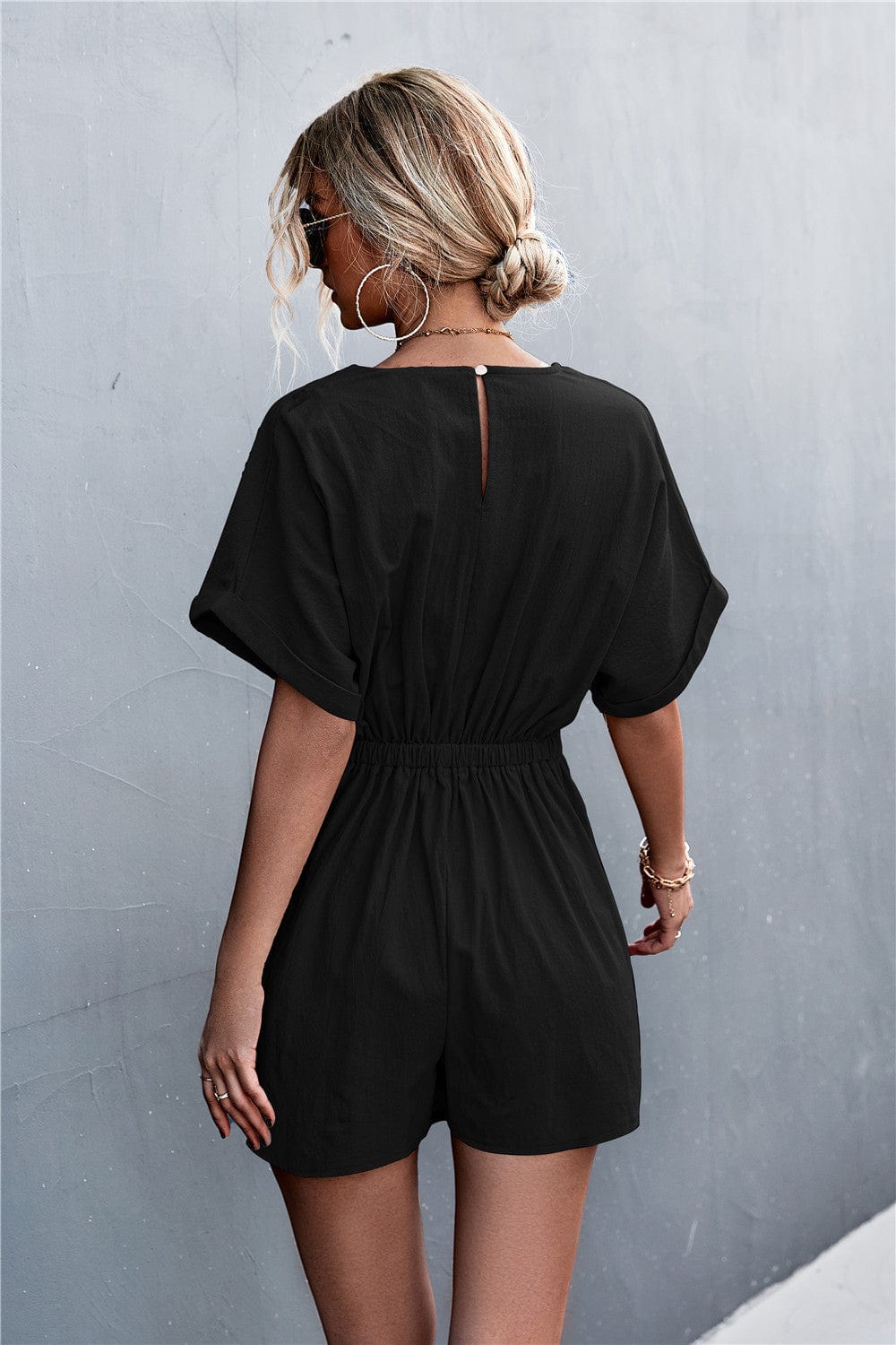 Solid Color Wrap Romper