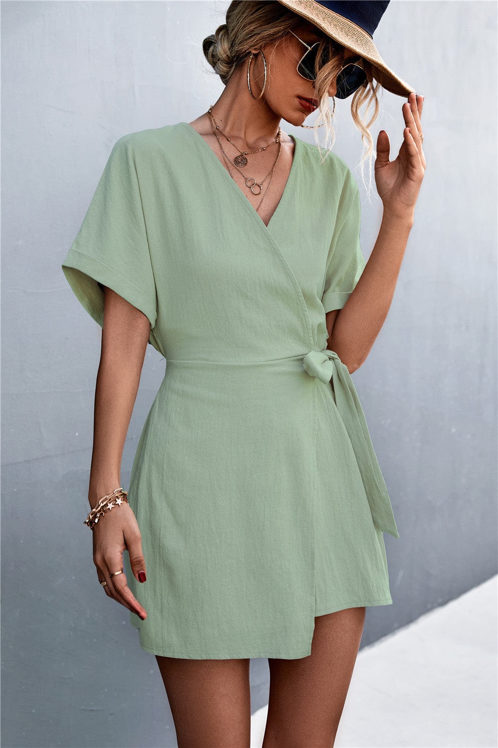 Solid Color Wrap Romper