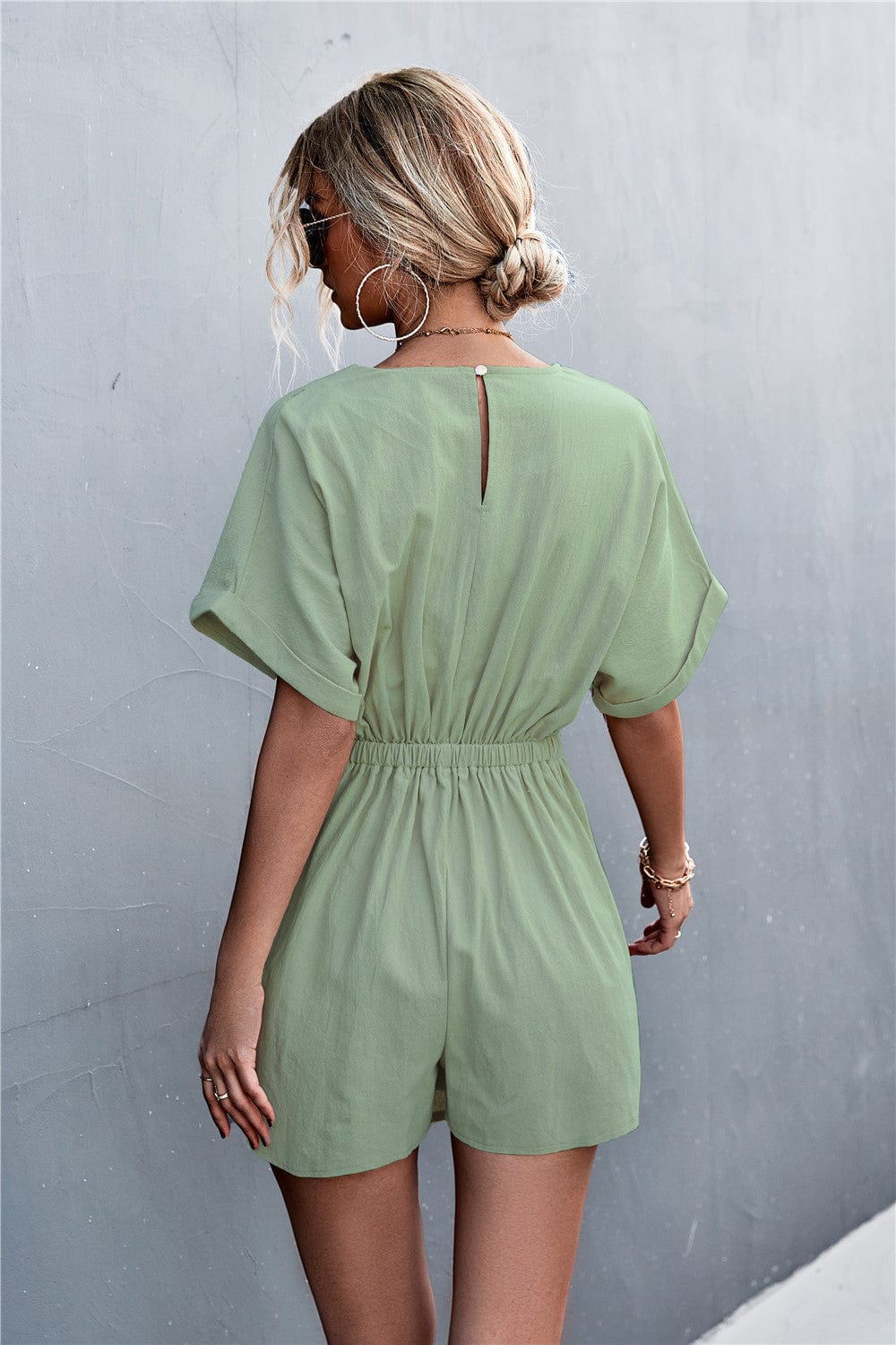 Solid Color Wrap Romper