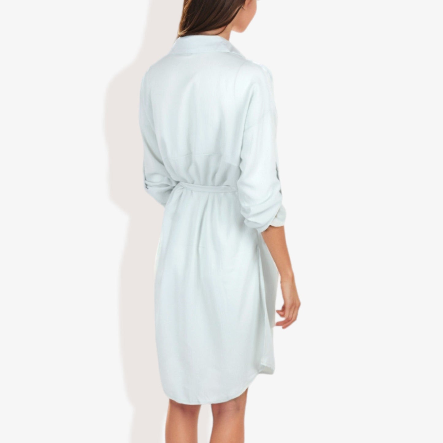 Soft Textured Button Up Tie Dress
