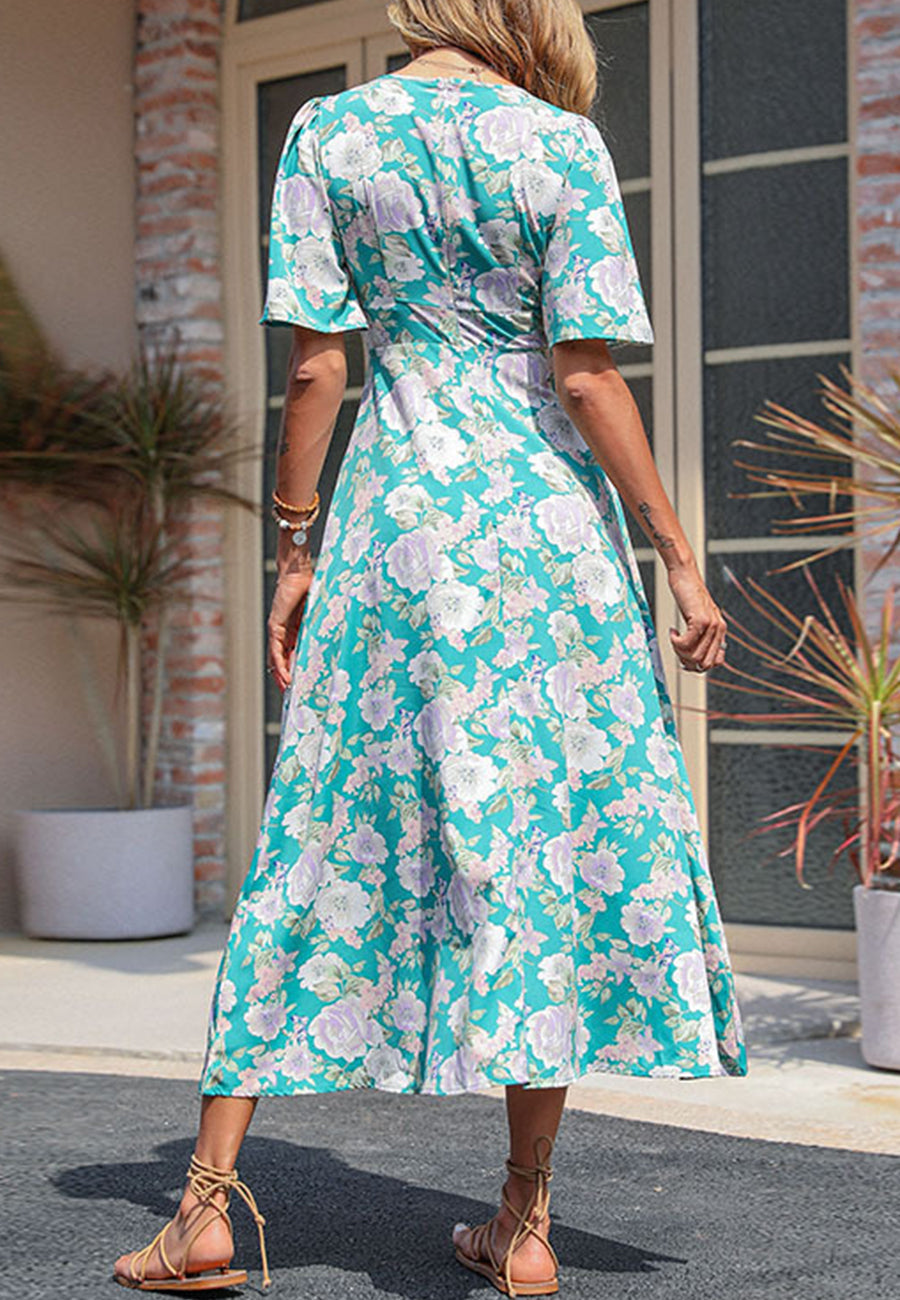 V Neck Twist Detail Dress