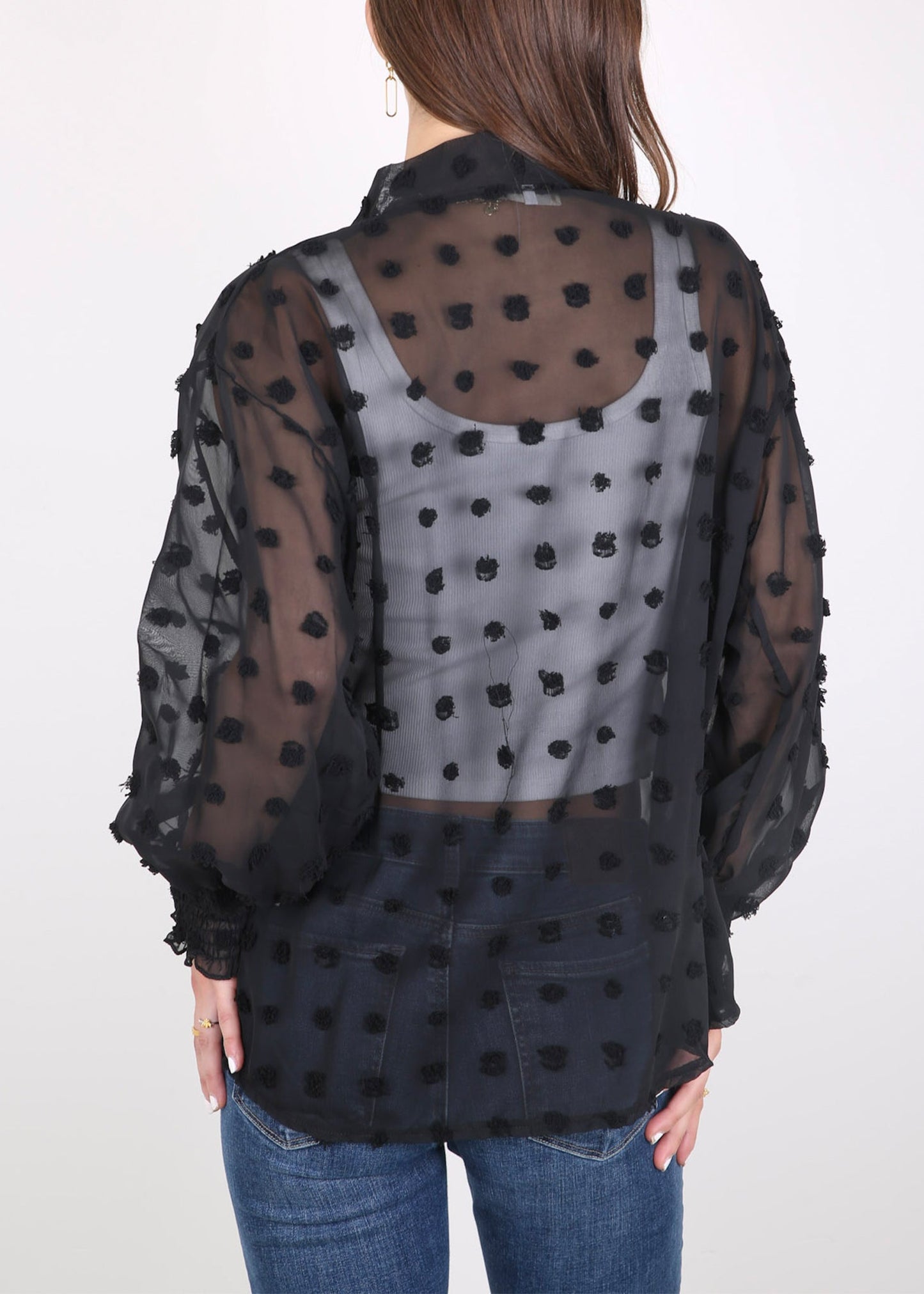 Clip Dot Bishop Sleeve Cardi