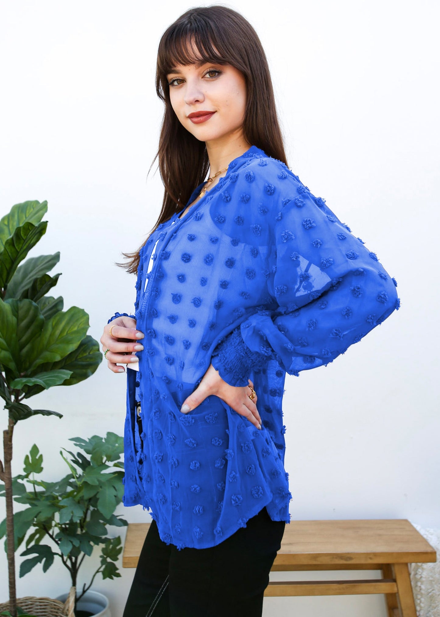 Clip Dot Bishop Sleeve Cardi