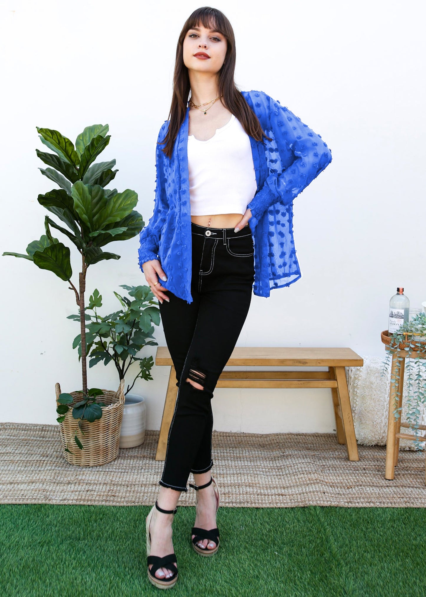Clip Dot Bishop Sleeve Cardi