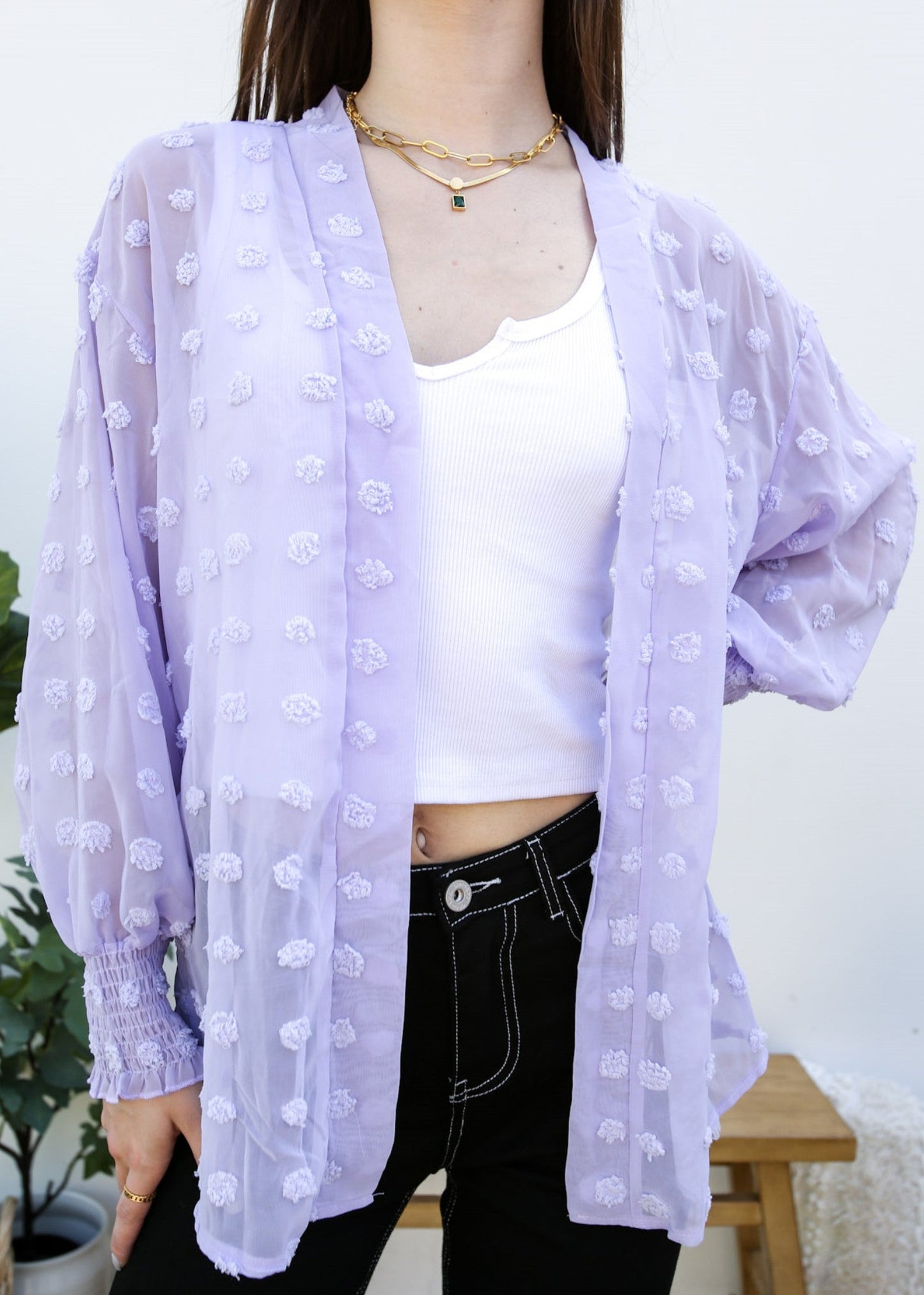 Clip Dot Bishop Sleeve Cardi