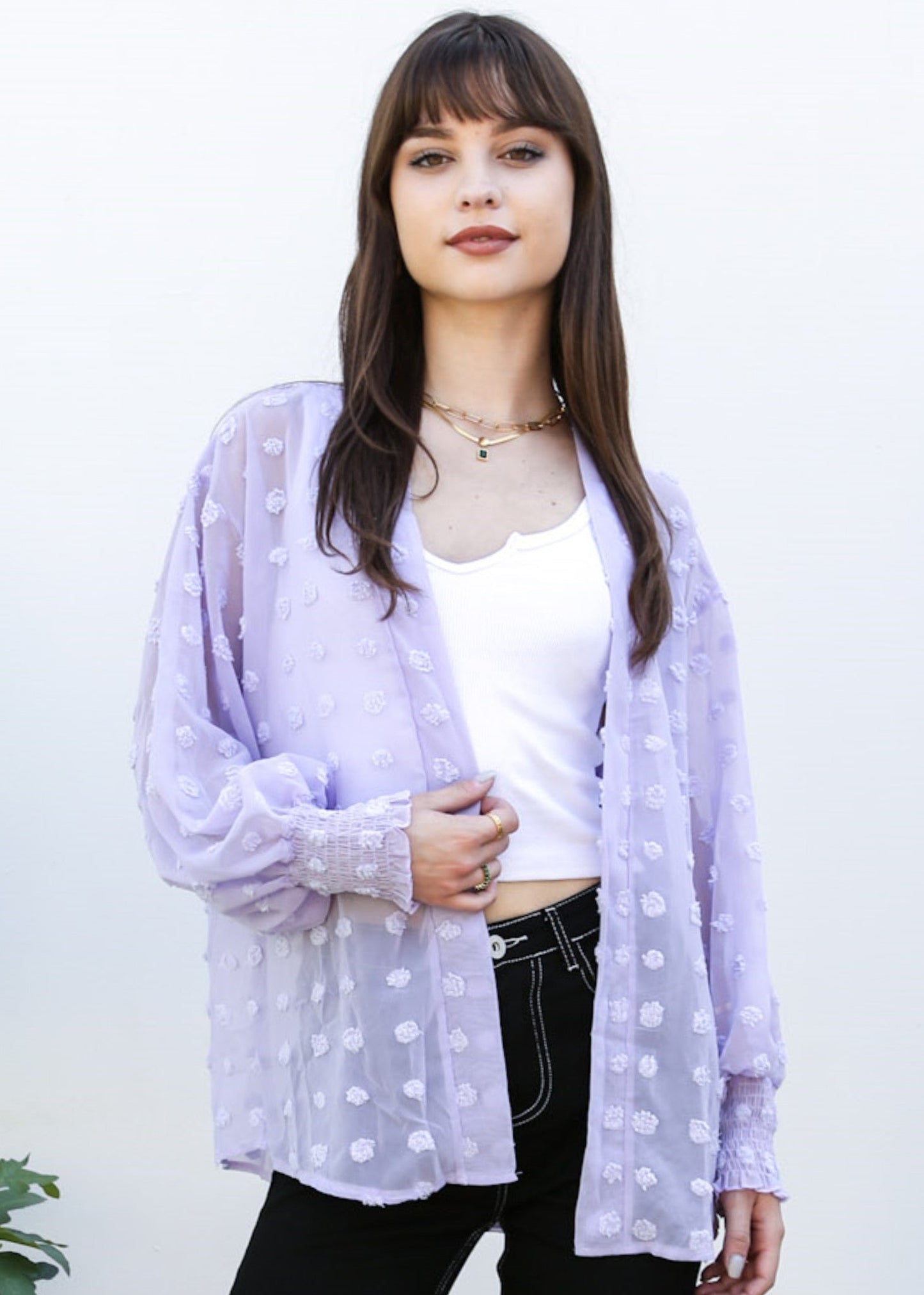 Clip Dot Bishop Sleeve Cardi