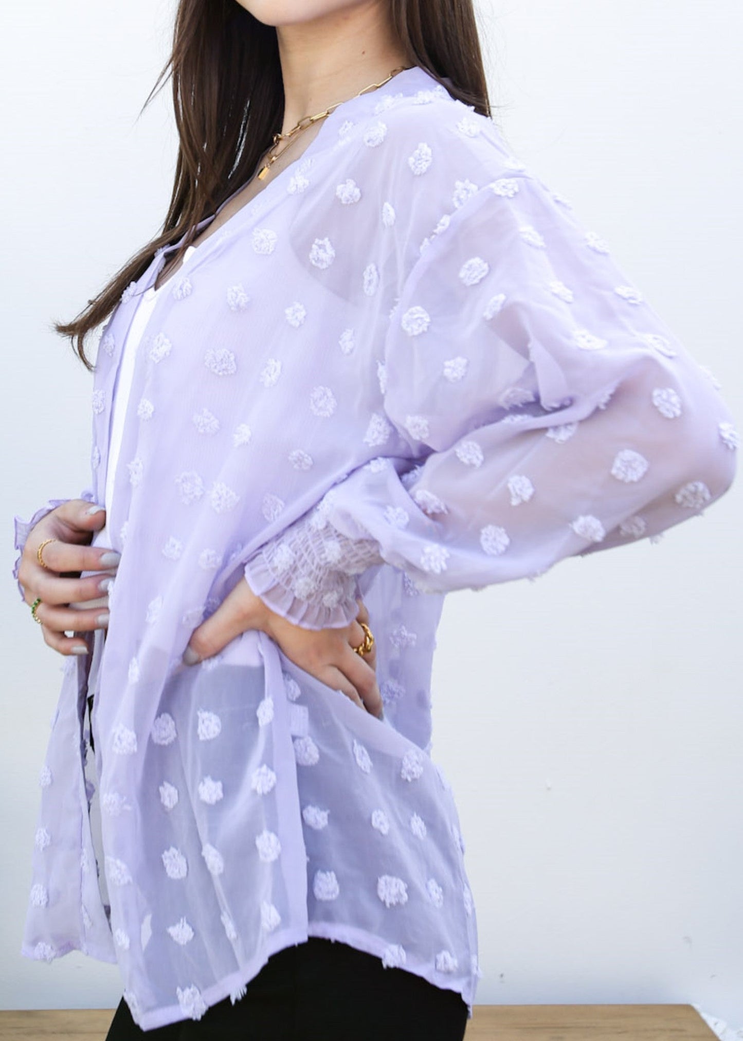 Clip Dot Bishop Sleeve Cardi