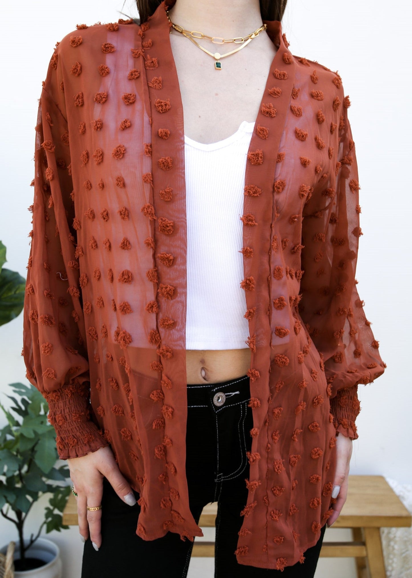 Clip Dot Bishop Sleeve Cardi