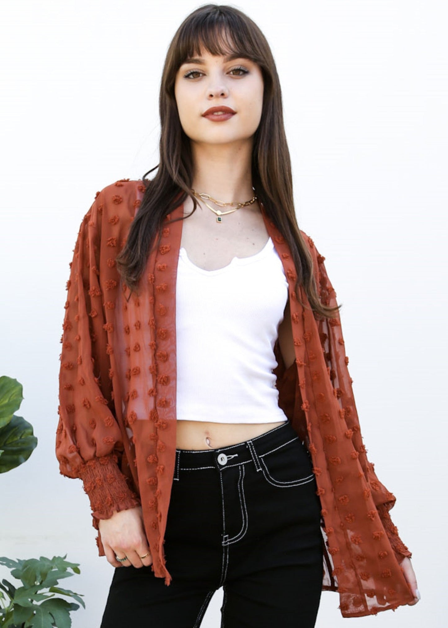 Clip Dot Bishop Sleeve Cardi