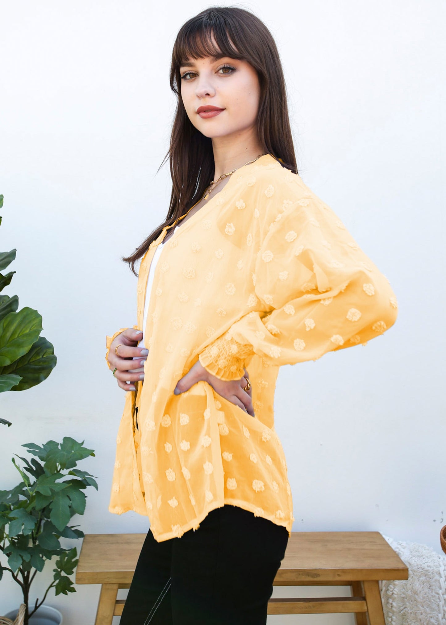 Clip Dot Bishop Sleeve Cardi