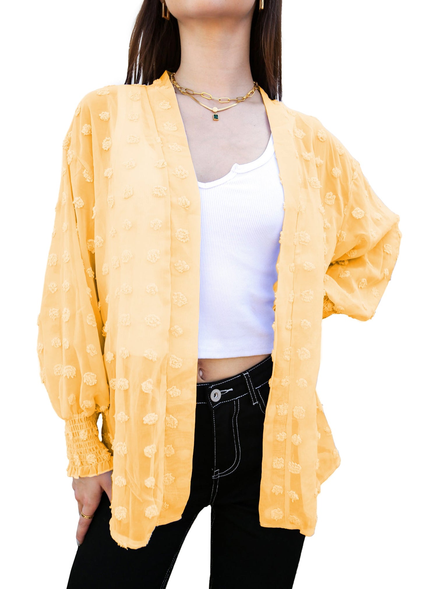 Clip Dot Bishop Sleeve Cardi