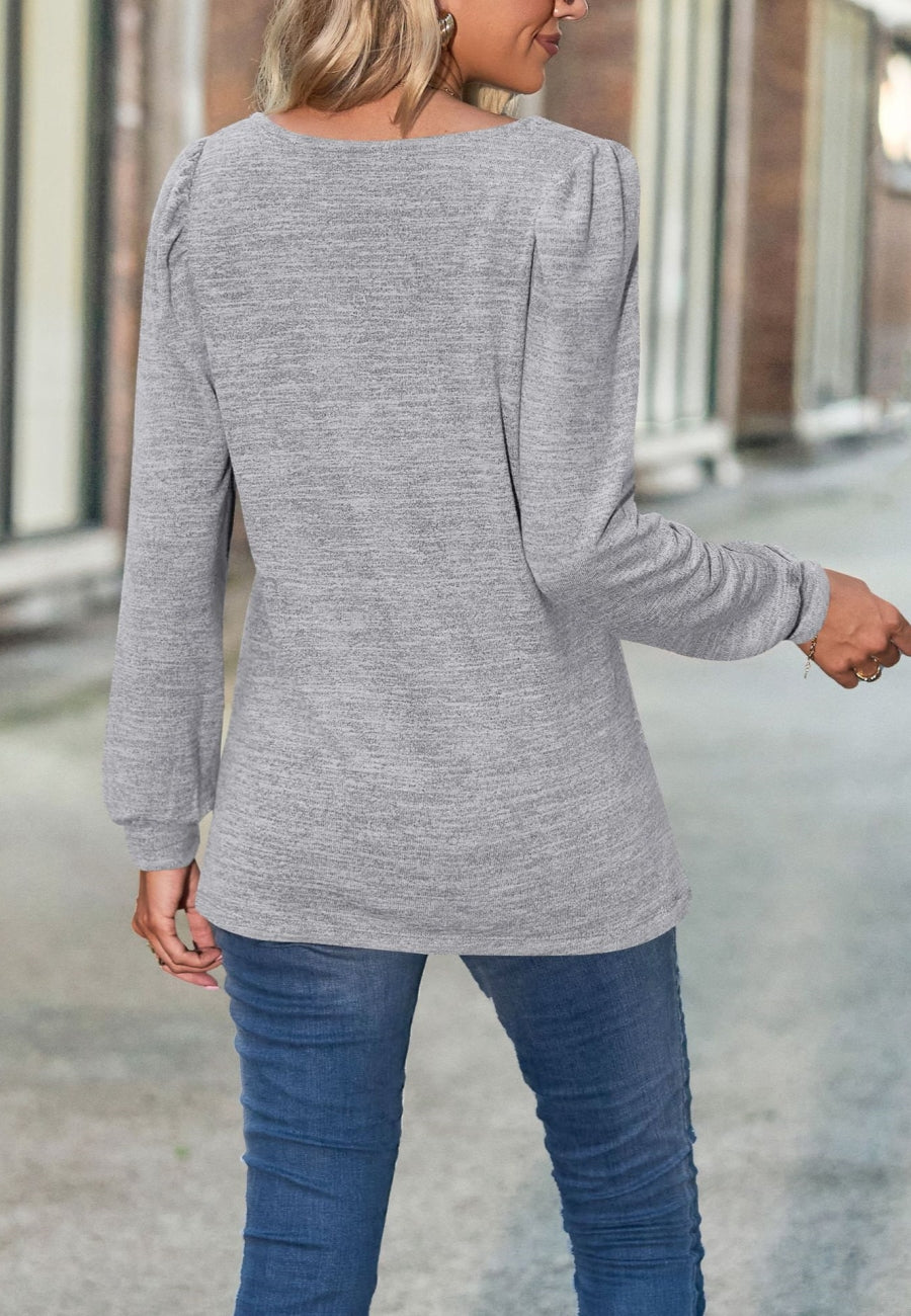 Square Neck Light Puff Sweater