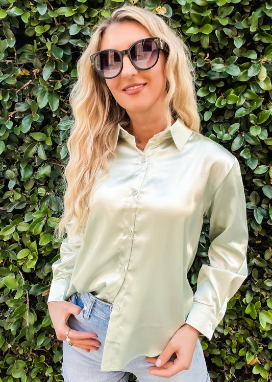 Satin Button Down Classic Blouse