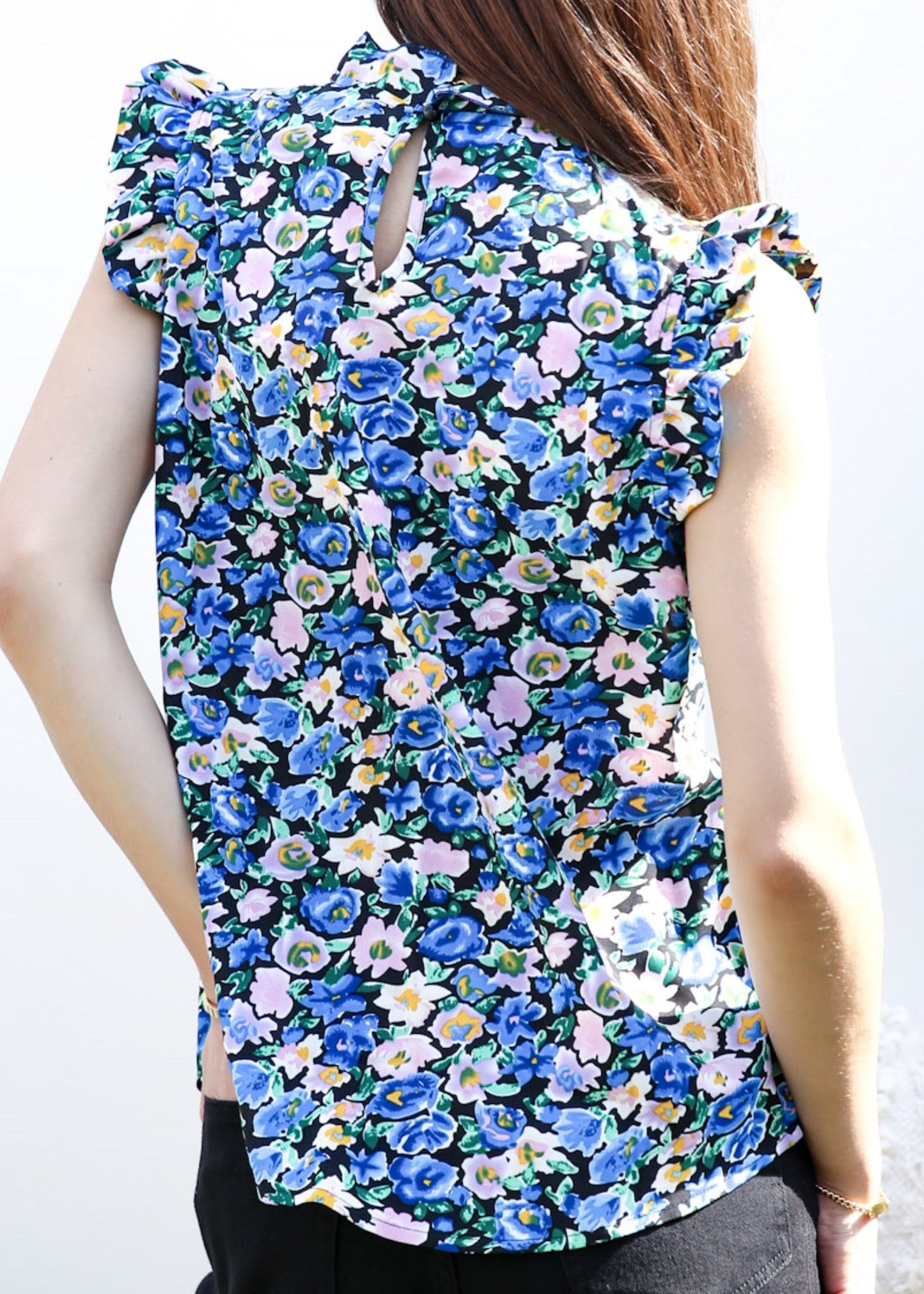 Floral Print Ruffle Detail Blouse