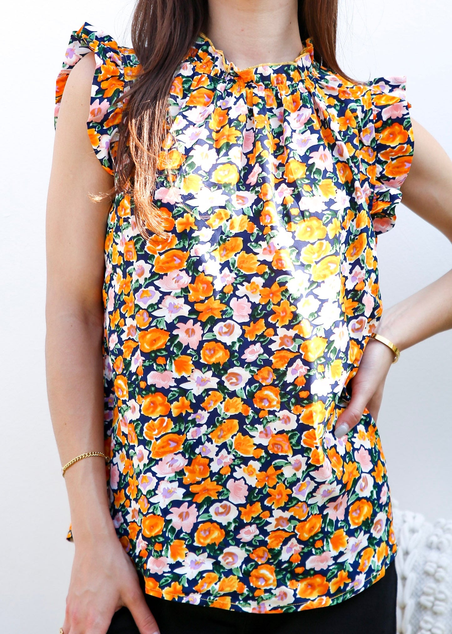 Floral Print Ruffle Detail Blouse