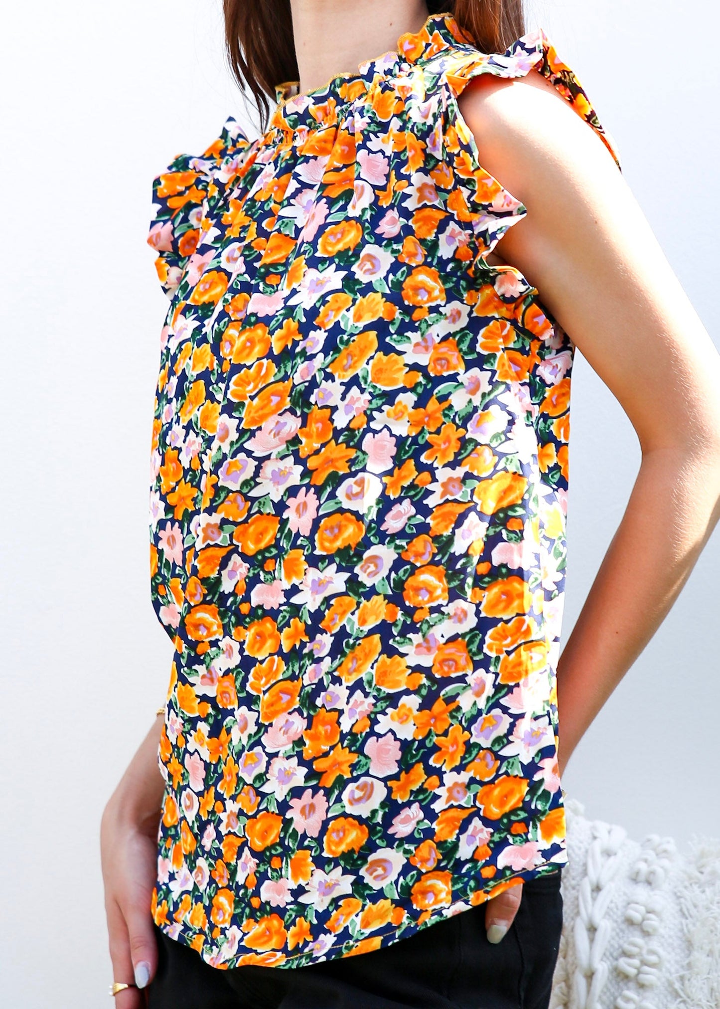 Floral Print Ruffle Detail Blouse