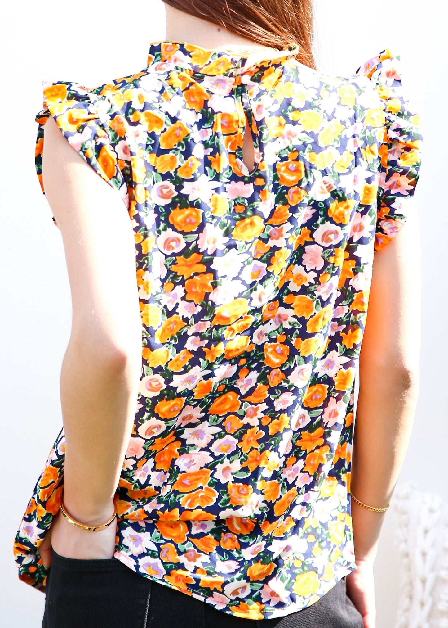 Floral Print Ruffle Detail Blouse