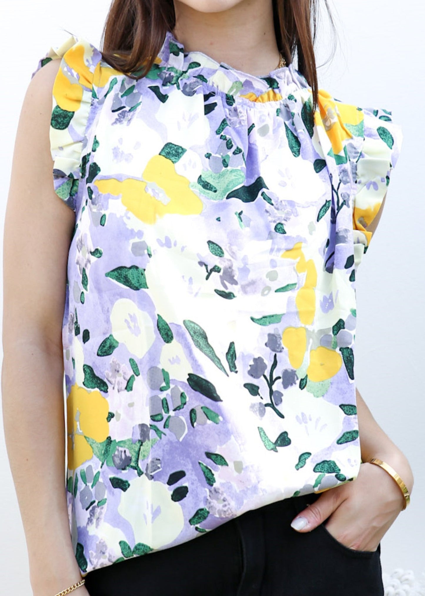 Floral Print Ruffle Detail Blouse