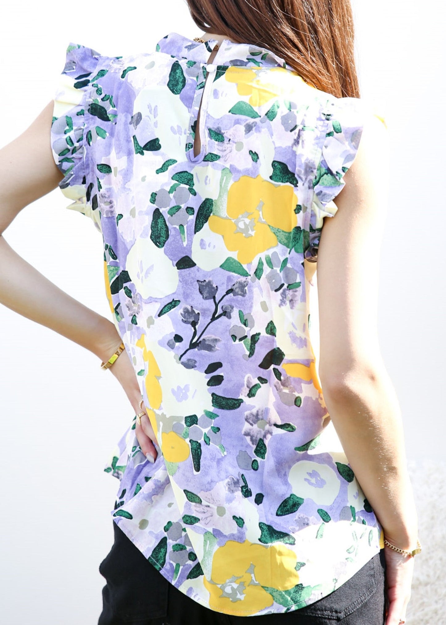 Floral Print Ruffle Detail Blouse