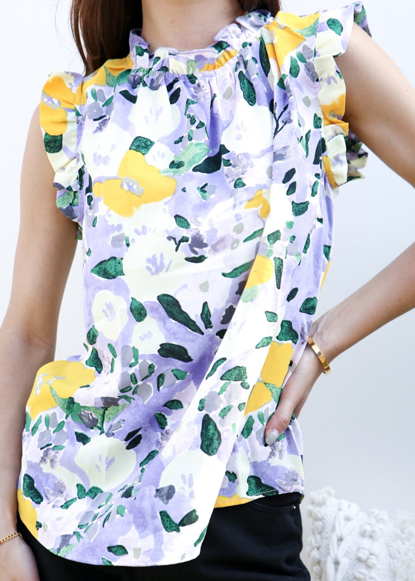 Floral Print Ruffle Detail Blouse