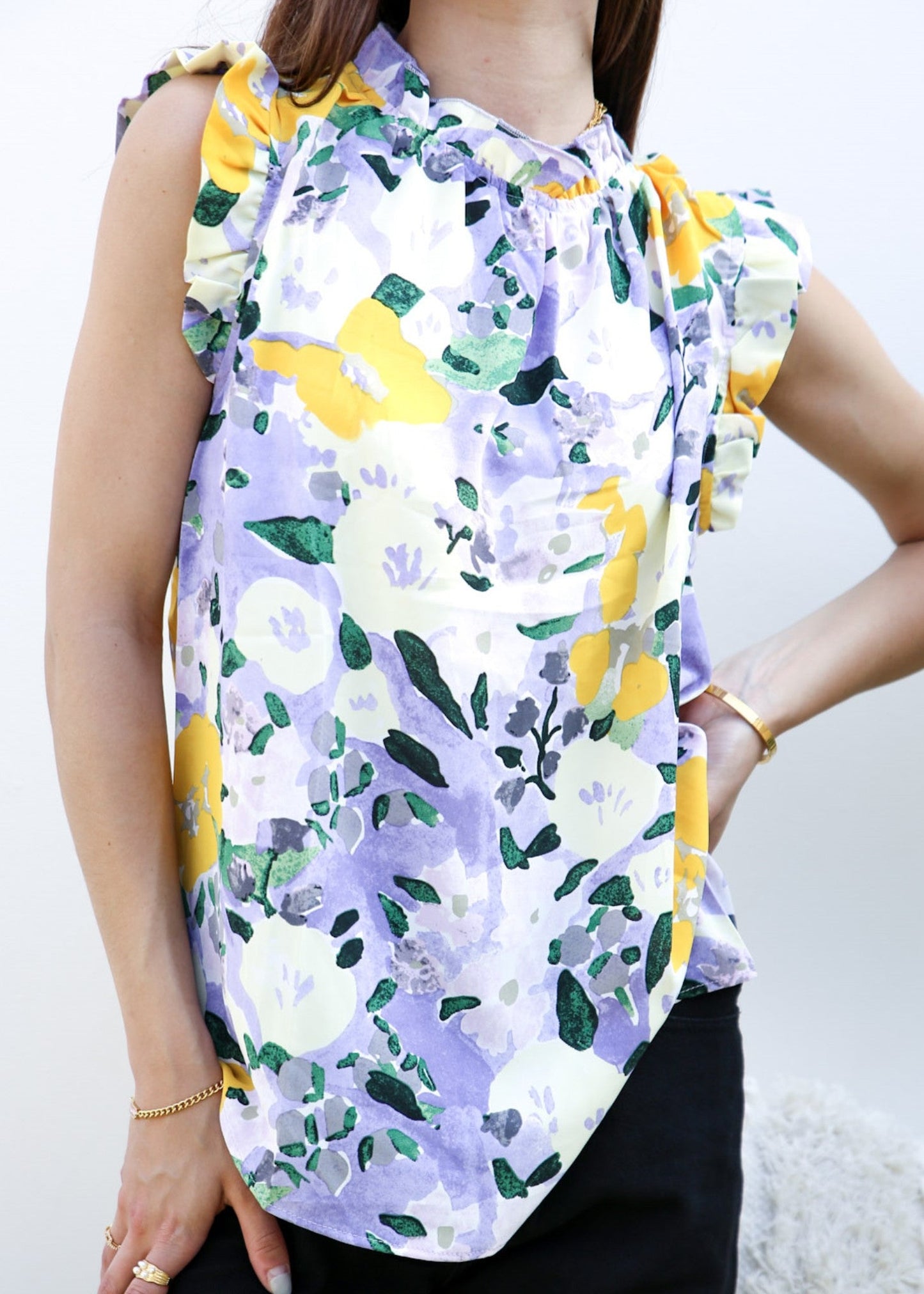 Floral Print Ruffle Detail Blouse