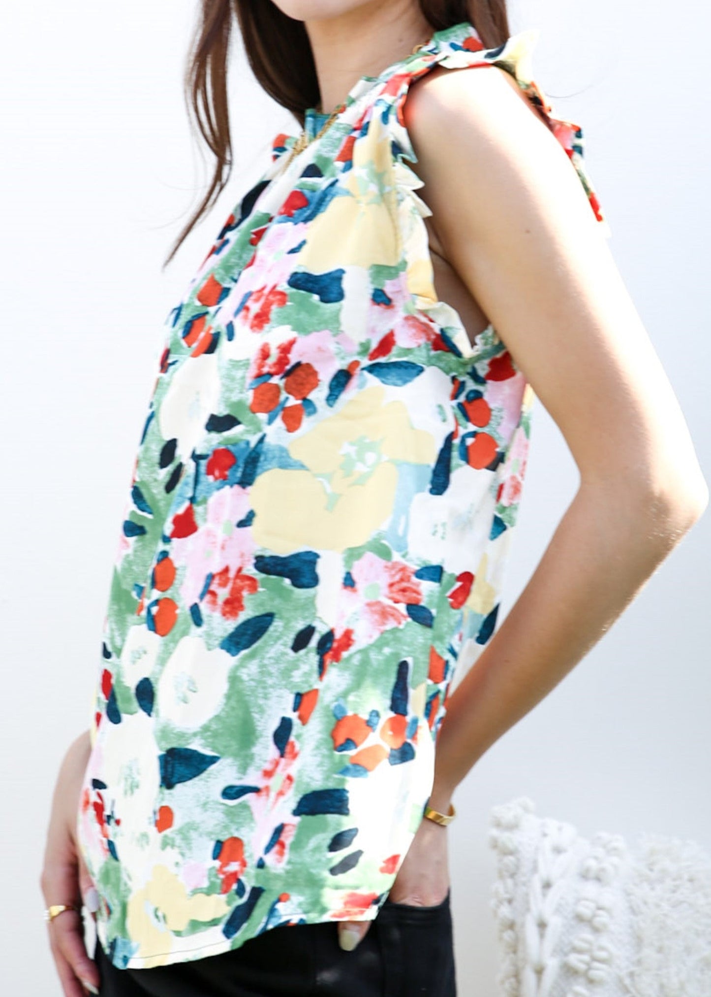Floral Print Ruffle Detail Blouse