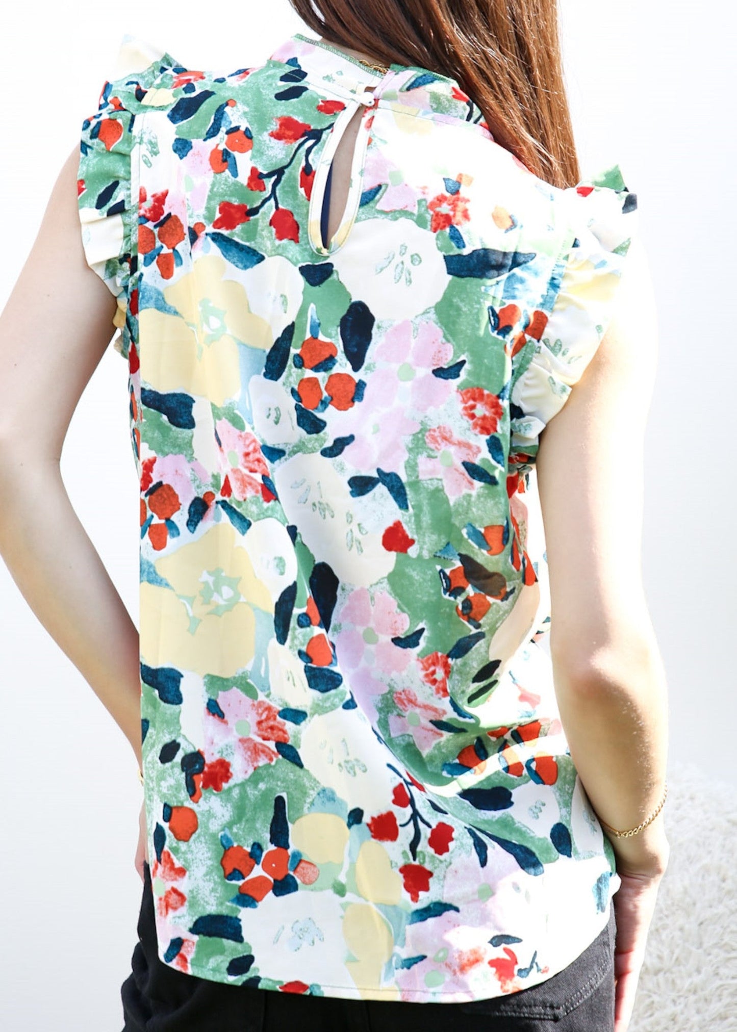 Floral Print Ruffle Detail Blouse