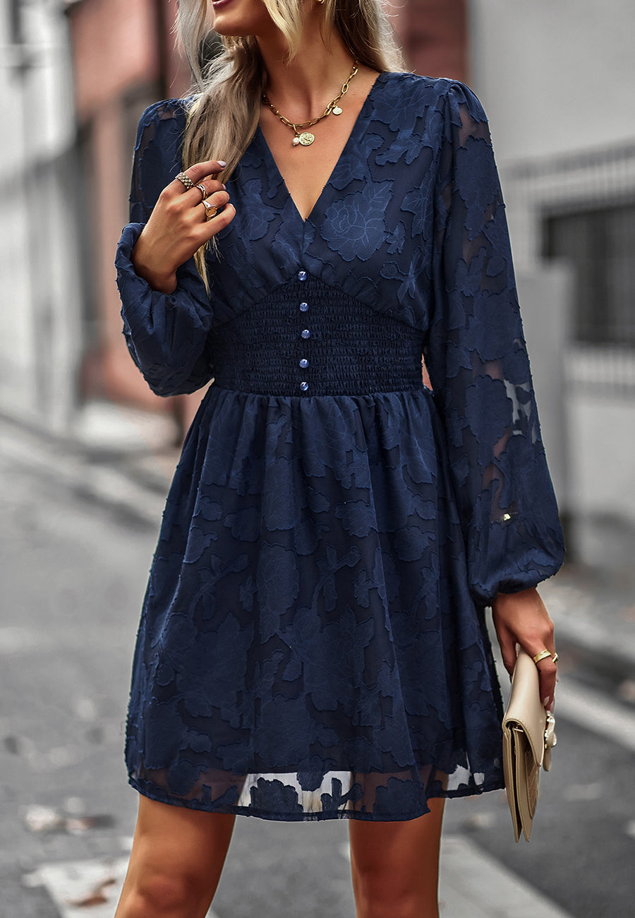 Shirred Button Waist Dress
