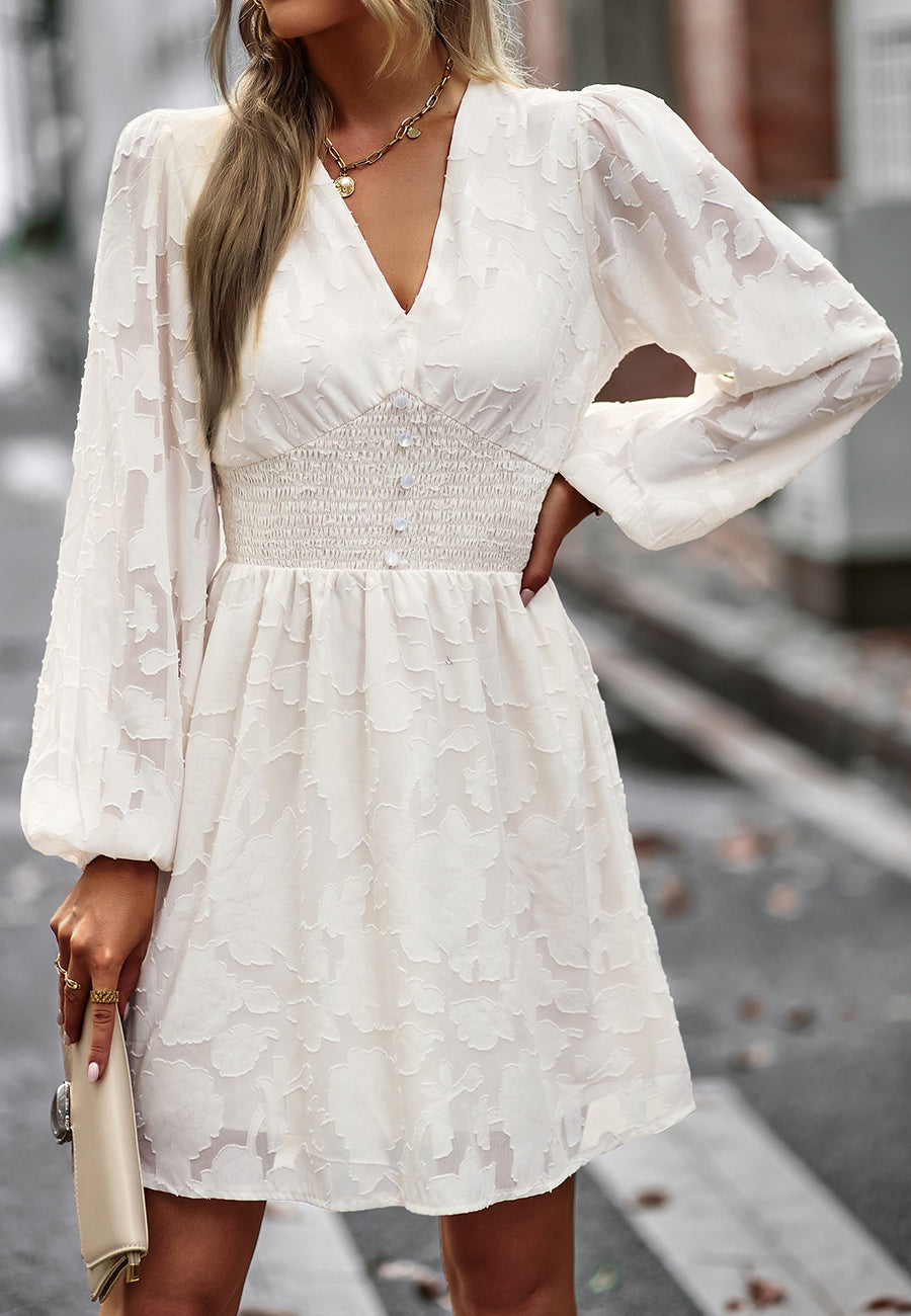 Shirred Button Waist Dress