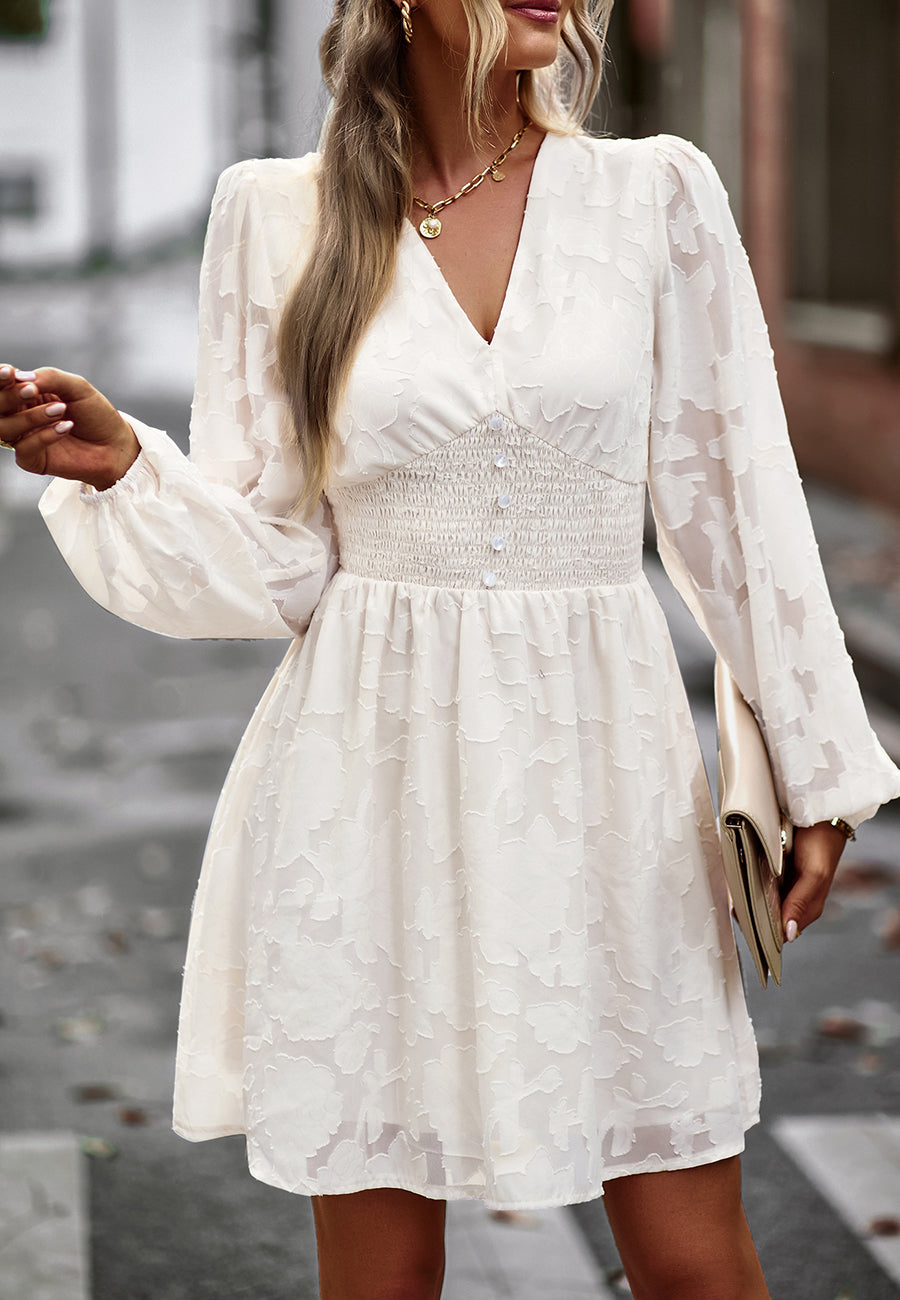 Shirred Button Waist Dress