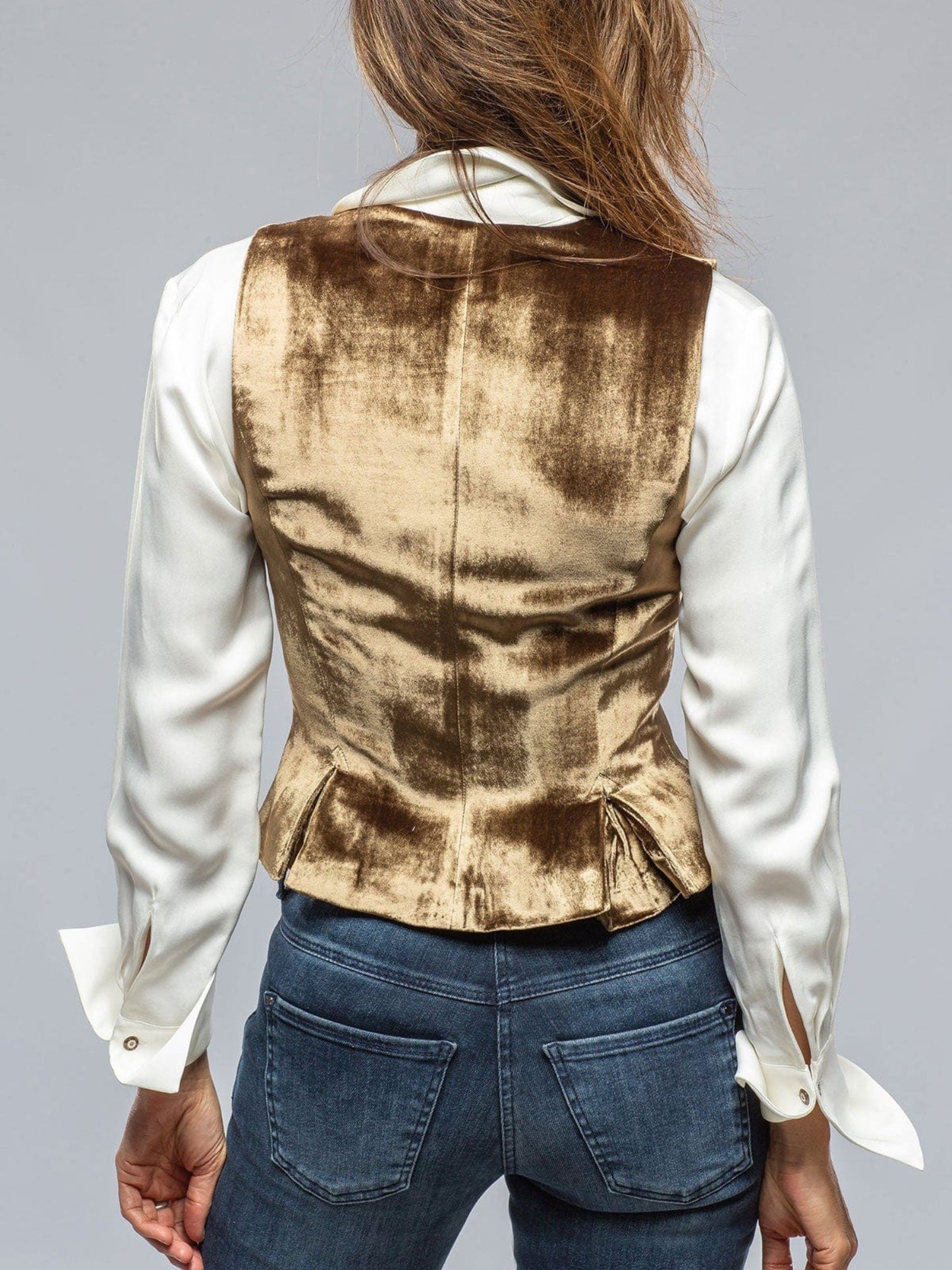 Velvet Peplum Vest with Button Detai
