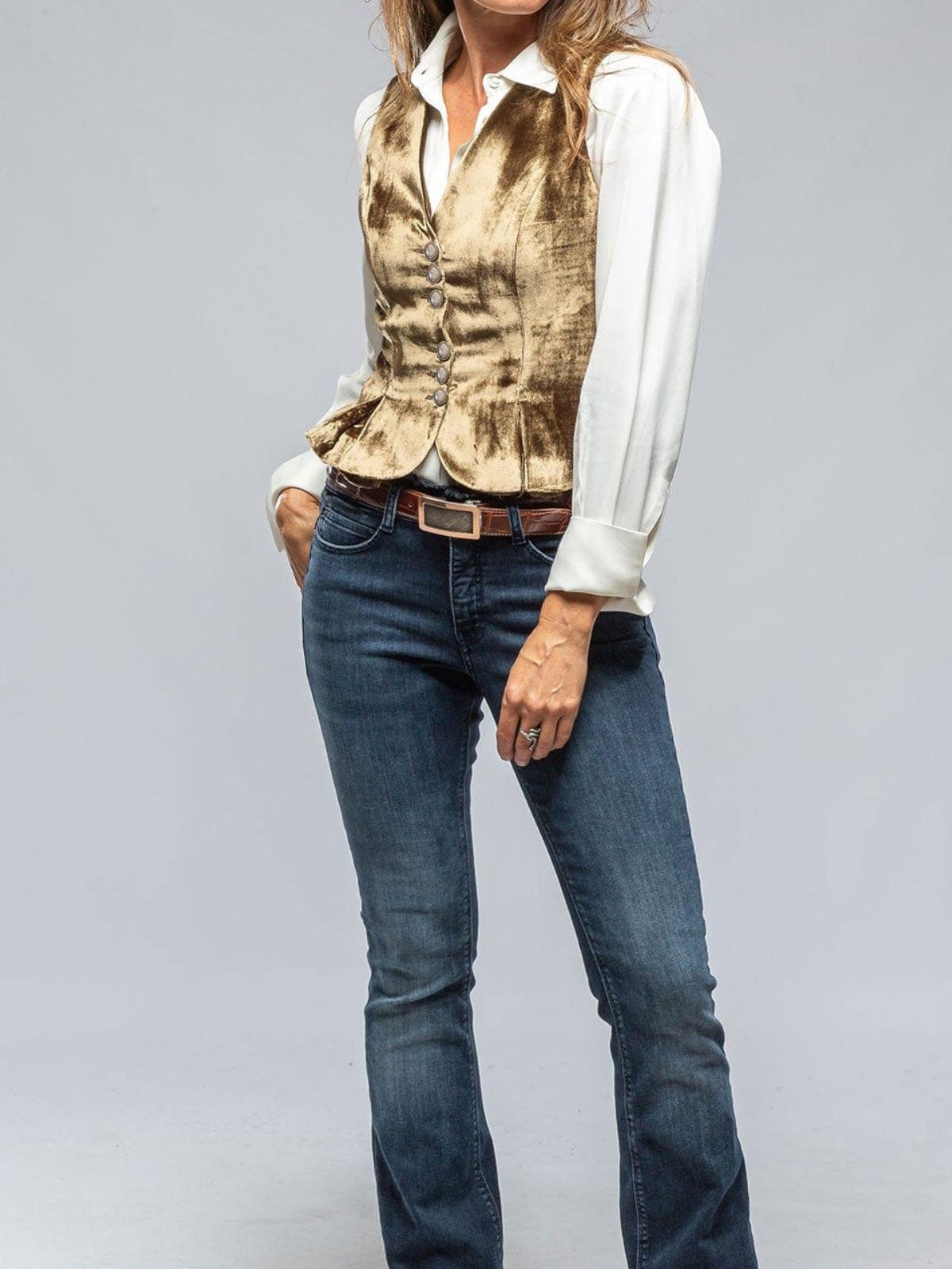 Velvet Peplum Vest with Button Detai