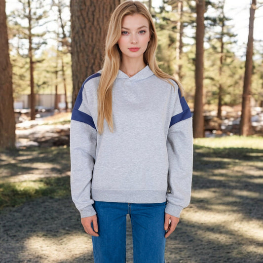 Oversized Hoodie with Contrast Shoulder Stripes