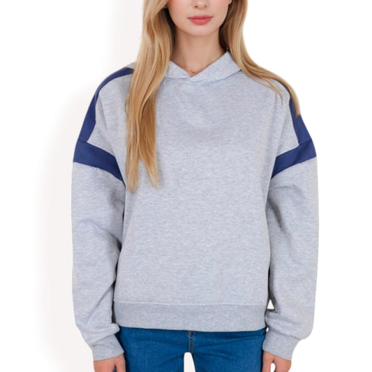 Oversized Hoodie with Contrast Shoulder Stripes