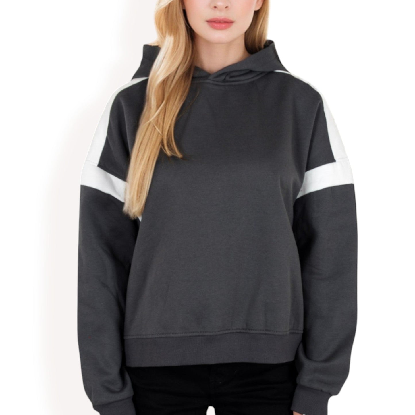Oversized Hoodie with Contrast Shoulder Stripes