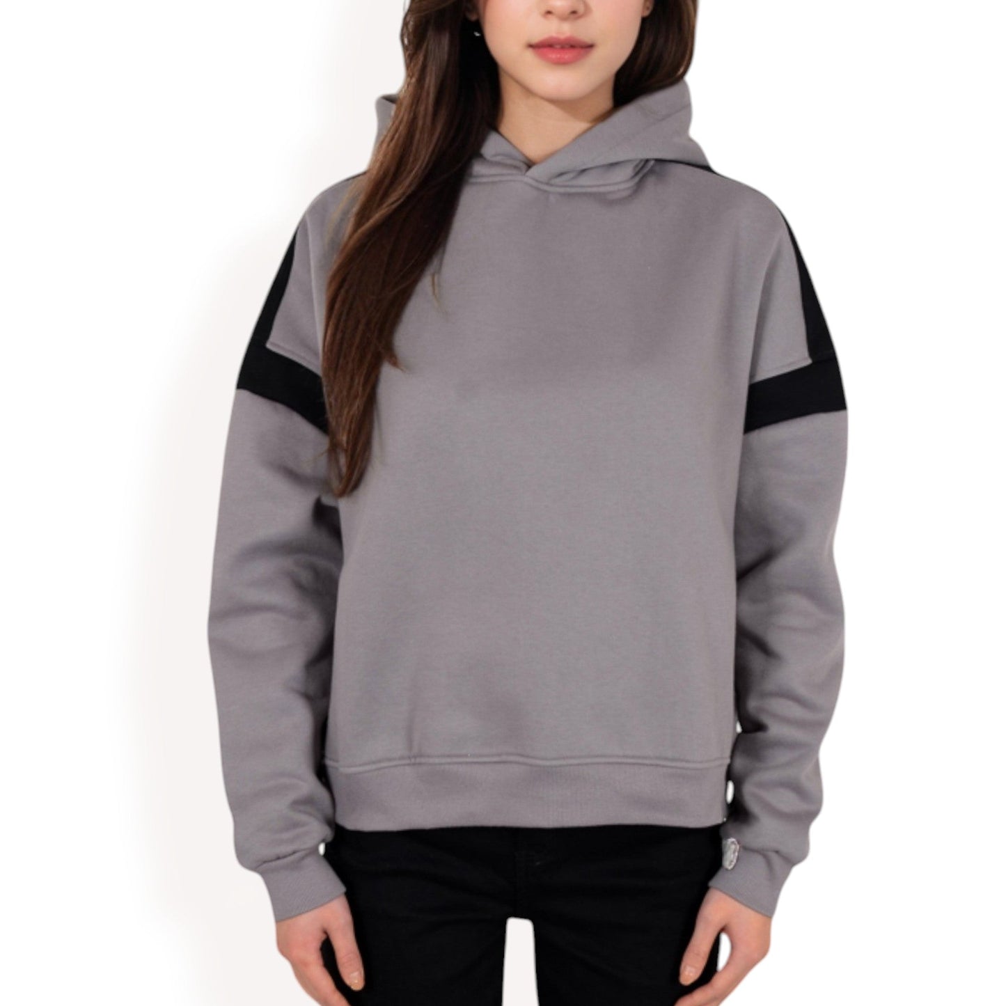 Oversized Hoodie with Contrast Shoulder Stripes