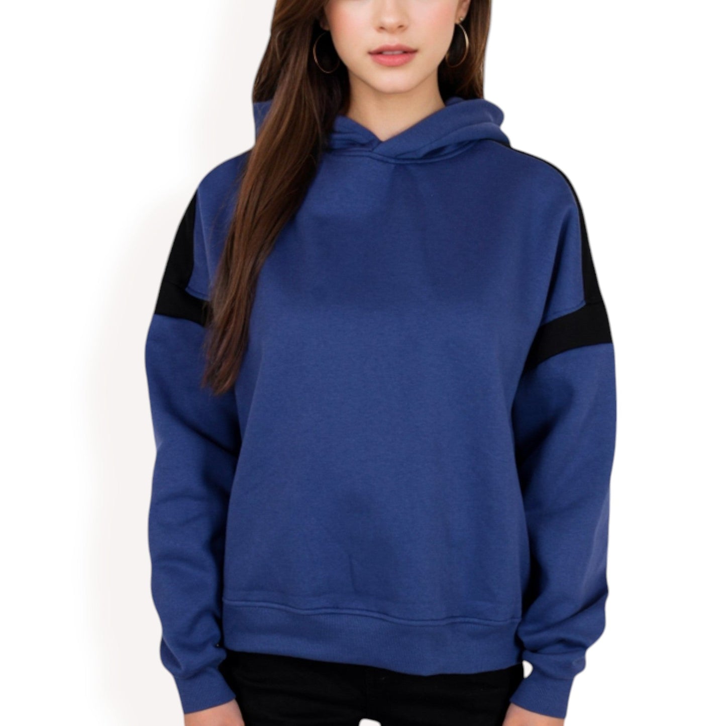 Oversized Hoodie with Contrast Shoulder Stripes